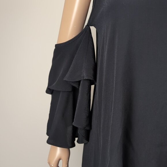 Audrey 3+1 Cold Shoulder Swing Dress Ruffle Sleeve Cami Vneck Party Cocktail - Picture 3 of 10